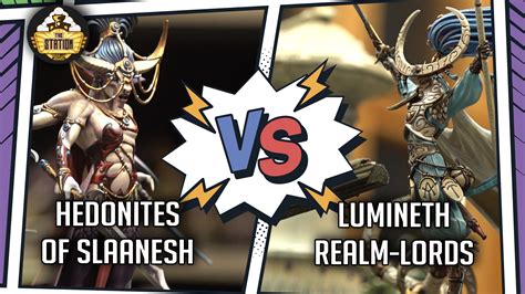 Lumineth Realm Lords Vs Hedonites Of Slaanesh Battlereport Age Of