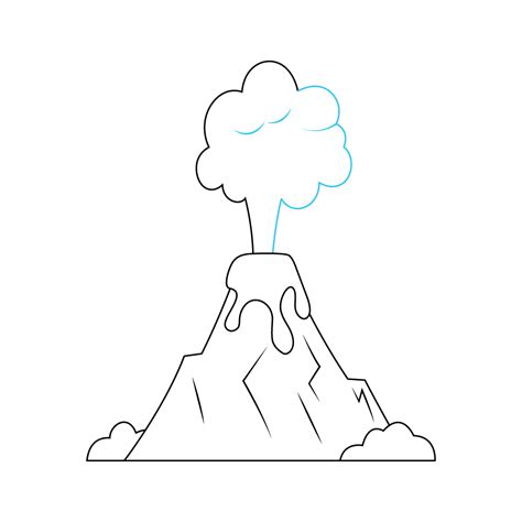 How to Draw A Volcano Step by Step