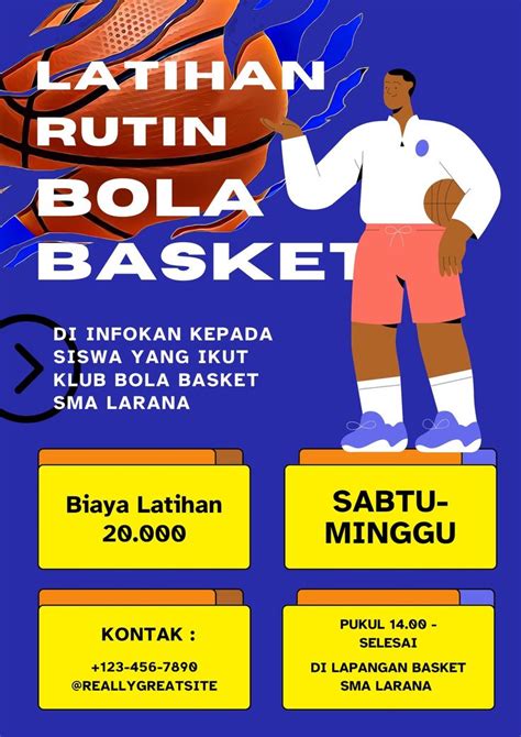 Biru Kreatif Informasi Latihan Bola Basket Sekolah Selebaran