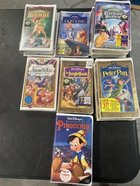 Lot Of Nos Sealed Disney Clamshell Vhs Pinocchio Bambi Peter Pan