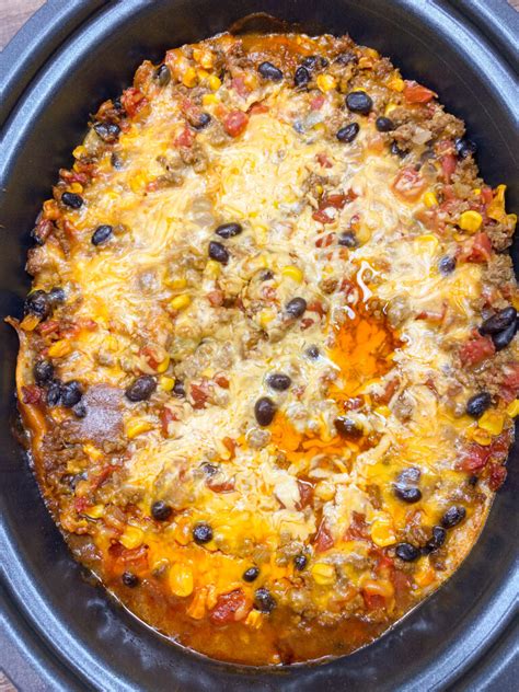 Easy Slow Cooker Mexican Casserole With Ground Beef Back To My Southern Roots