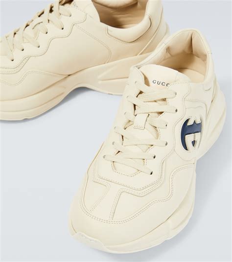 Rhyton Leather Sneakers In White Gucci Mytheresa