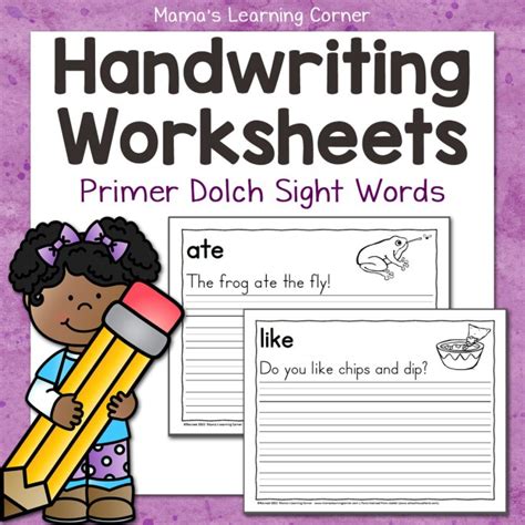 Handwriting Worksheets Primer Dolch Sight Word Sentences Mamas Learning Corner