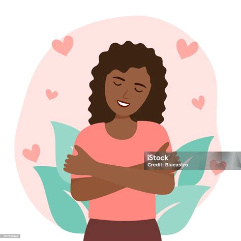 Self Love Concept Vector Illustration Young Pretty African Woman