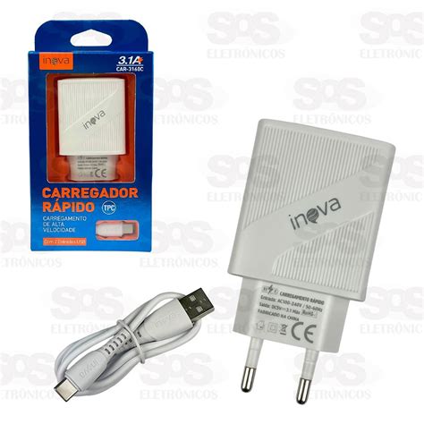 Carregador R Pido Usb A Cabo Type C Inova Car C