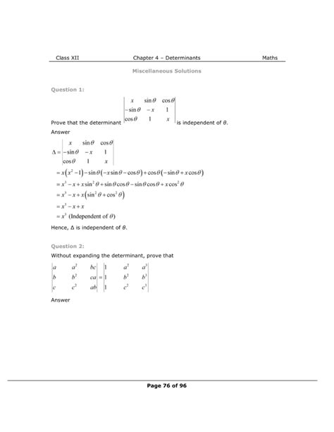 Ncert Solutions For Class 12 Maths Chapter 4 Miscellaneous Exercise