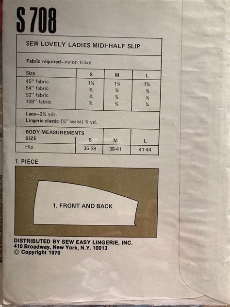 Vintage Sewing Pattern Lingerie Midi Half Slips Miss Size Etsy