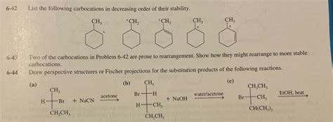 Solved List The Following Carbocations In Decreasing Chegg