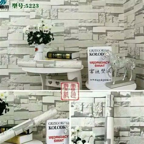 Jual Wallpaper Sticker Dinding Motif Batu Alam Abu Terang New 10meter X