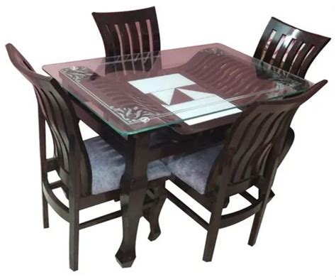 4 Seater Glass Top Wooden Dining Table Chair Set At Rs 28000set In Mumbai Id 27220424491