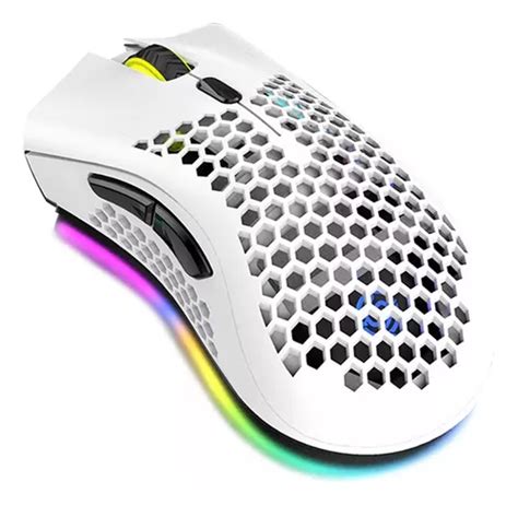 Ratón inalámbrico para jugadores de 2 4 G con luz RGB blanca recargable