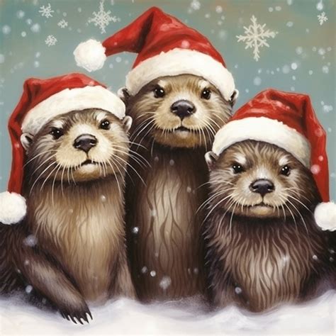 Christmas Otter Art Free Stock Photo - Public Domain Pictures