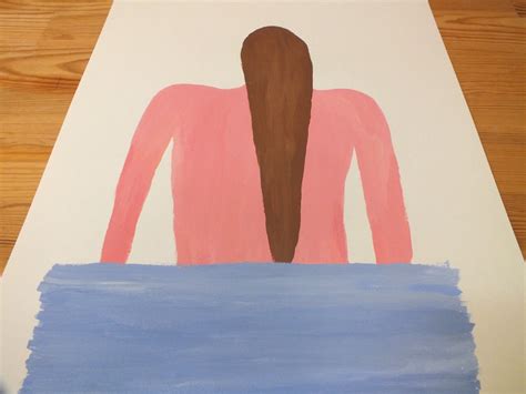 Standing In The Water A Original Painting Minimalist Illustration Nude Lady Swimming Etsy