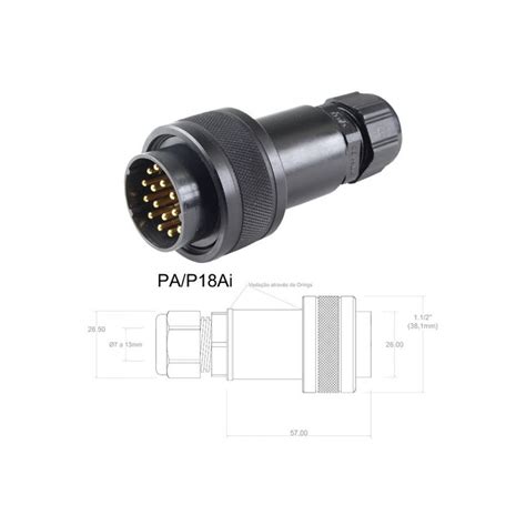 Conector P Cabo PA P18Ai 18 Contatos Macho IP67