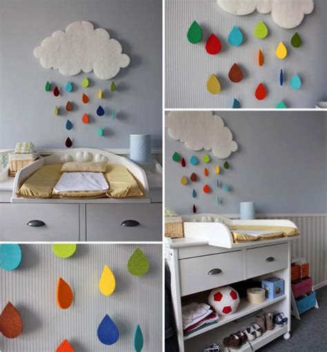 diy baby room decor rainy cloud raindrop felt colourful