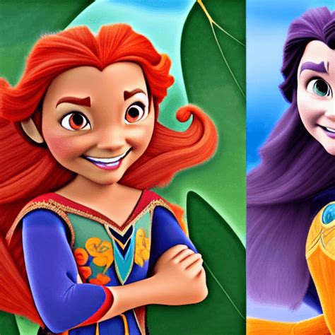 Disney Brave Realistic Met Kleurrijke Bladachtergrondstijl Van Mandie