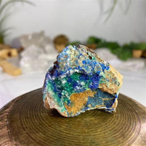 Rosasite Azurite Dolomite Combination Mineral Specimen From Morocco