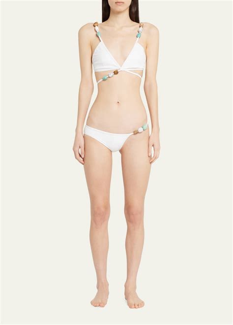 Christopher Esber Quartz Crystal Tie Bikini Top Bergdorf Goodman