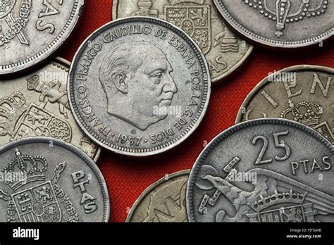 Coins Of Spain Spanish Dictator Francisco Franco Depicted In The