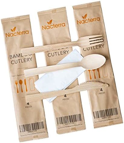 Nacterra Eco Friendly Disposable Cutlery Set Biodegradable Wooden