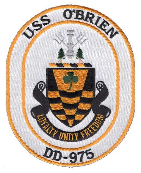 Uss Obrien Dd 975 Destroyer Ship Patch Destroyer Patches Navy