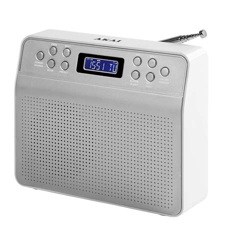 Akai A60013 Portable DAB Radio Alarm Clock With LCD Screen Silver