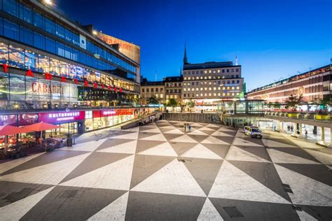 View Of Sergels Torg At Night In Norrmalm Stockholm Sweden