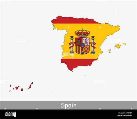 Spain Flag Map. Map of the Kingdom of Spain with the Spanish national ...