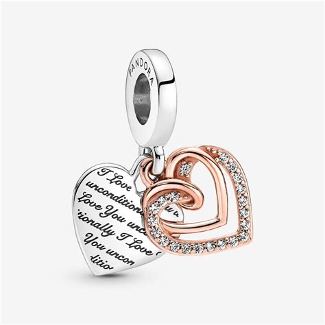 Entwined Hearts Double Dangle Charm Two Tone Pandora Us