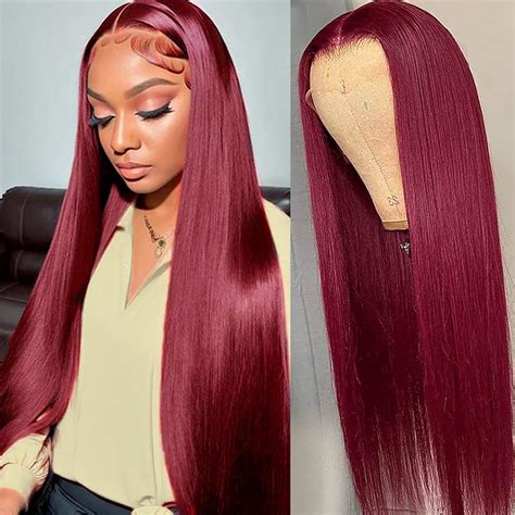 Anderah 99j Burgundy Lace Front Wigs Human Hair 13x4 Glueless Straight 99j Lace