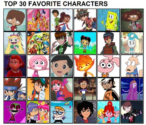 My top 30 Favorite Characters by fanbyjazzystar123 on DeviantArt