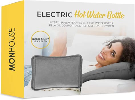 Monhouse Rechargeable Electric Hot Water Bottle Grey Bed Hand Warmer Massaging Heat Pad Cozy