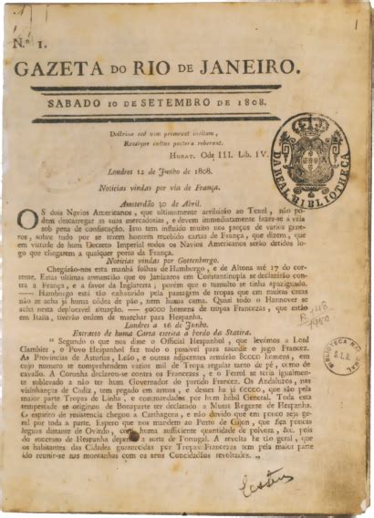 Surge O Primeiro Jornal Impresso No Brasil Efemérides Do éfemello