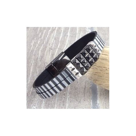 Kit Bracelet Cuir Homme Argent Et Gun Metal