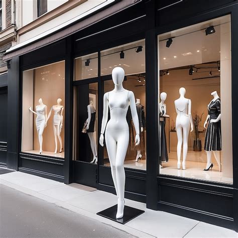 Fashion Storefront With Stylish Mannequin Displays Premium Ai