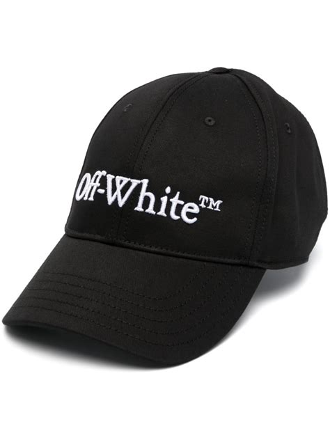 Off White Bookish Logo Embroidered Baseball Cap Black Farfetch