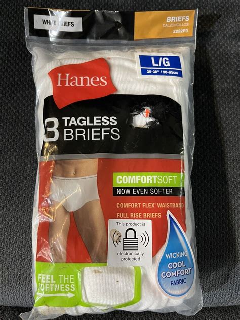 New Mens Hanes White Comfort Soft Tagless Full Rise Briefs 3 Pack Nos