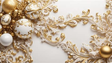 Premium AI Image | White and Gold Christmas Ornaments