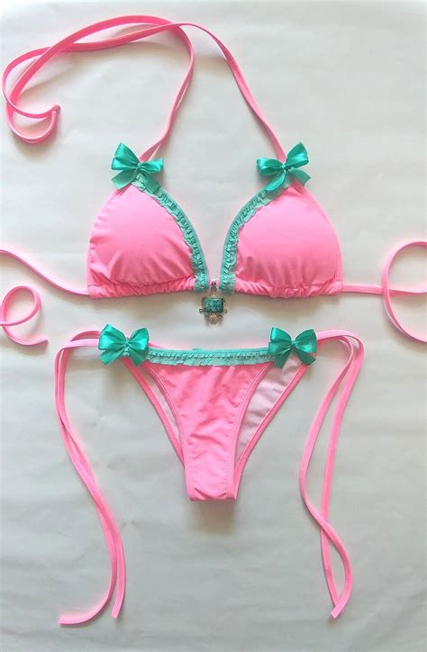 LOLITA BIKINI Pink Brazilian Bikini Set Kawaii Clothing Etsy