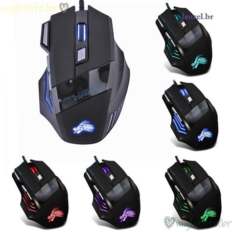 Promoção Mouse Gamer Ptico De 7 Es 5500 Dpi Led Fio Usb P