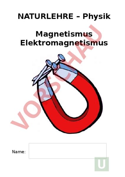 Arbeitsblatt Magnetismus Elektromagnetismus Physik Elektrizität