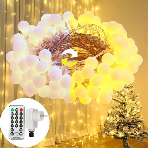 Qedertek Luci Albero Di Natale M Led Catena Luminosa Con Pallina