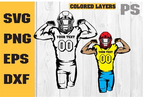 Football Player Svg Football Svg Colored Layers Football Etsy