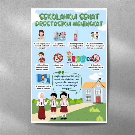 Jual Poster Kesehatan Sekolahku Sehat Prestasiku Meningkat A3 Gambar