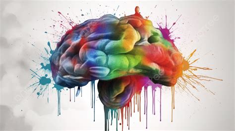 Painted Brain Of Different Colors With Color Spray Background, Brain ...