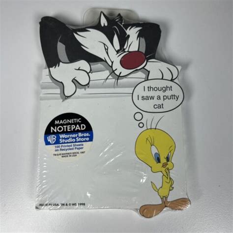 Vintage Warner Bros Looney Tunes Silvester And Tweety Magnetic Note