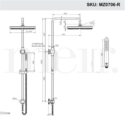 Meir Round Combination Shower Set 300mm Rose Single Function Hand Shower Brushed Nickel