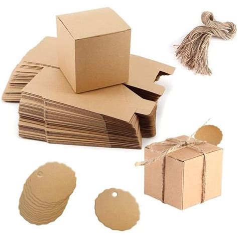 50 Pièces Boite Papier Kraft Marron Boîte À Pâtisserie Mini Boîte En