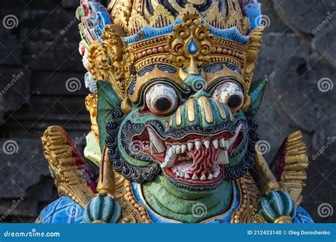 Traditional Balinese Demon Statue In The Street Temple Island Bali