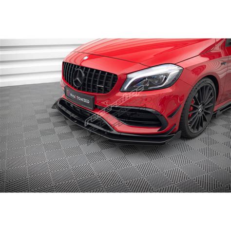 Front Splitter Mercedes Benz A 45 Amg Aero W176 Facelift Black Red Gloss Flaps Races